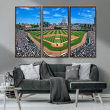 35800083-MGV-CV-36X24-Wrigley Field Baseball Stadium Canvas Wall Art – Packed Crowd Sports Stadium Print, City Skyline Baseball Field Canvas for Game
