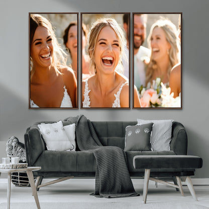CSTM912-MGV-CV-36X24-Framed Wedding Canvas Print - Custom Wall Art Keepsake for Couples, Elegant Home Decoration Gift, Create Your Own Photo Canvas
