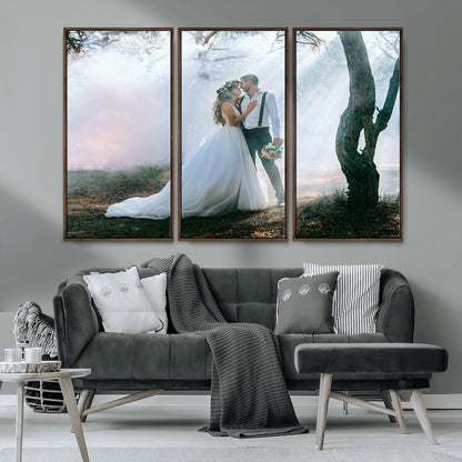 CSTM913-MGV-CV-36X24-Framed Wedding Canvas Print - Custom Wall Art Keepsake for Couples, Elegant Home Decoration Gift, Create Your Own Photo Canvas