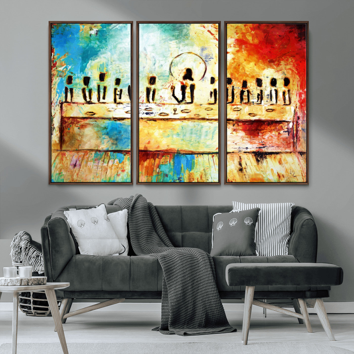 YKE34632598CR-MGV-CV-36X24-Abstract Last Supper with Apostles Wall Art Canvas Print