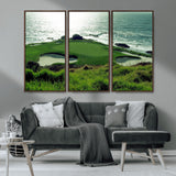 48473947-MGV-CV-36X24-Ocean Golf Course Wall Art – Panoramic Green Fairway Canvas Print, Coastal Golf Landscape Photography Sports Decor for Office, Man