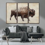 54810031-MGV-CV-36X24-Western Wall Art – Snow Covered Bison Canvas Print, Rustic Wildlife Photography Decor for Bedroom, Living Room, Office, Lodge,