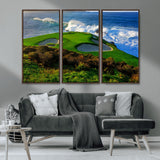 13644055-MGV-CV-36X24-Golf Wall Art – Oceanfront Green Canvas Print, Scenic Coastal Course Photography Decor for Bedroom, Living Room, Office, Sports