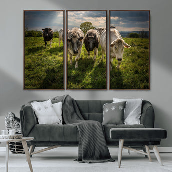 67277447-MGV-CV-36X24-Farmhouse Wall Art – Herd of Cows Canvas Print, Rustic Country Pasture Photography Decor for Bedroom, Living Room, Office, Ranch,