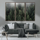 84059409-MGV-CV-36X24-Forest Wall Art – Misty Evergreen Trees Canvas Print, Tranquil Nature Photography Decor for Bedroom, Living Room, Office, Cabin or