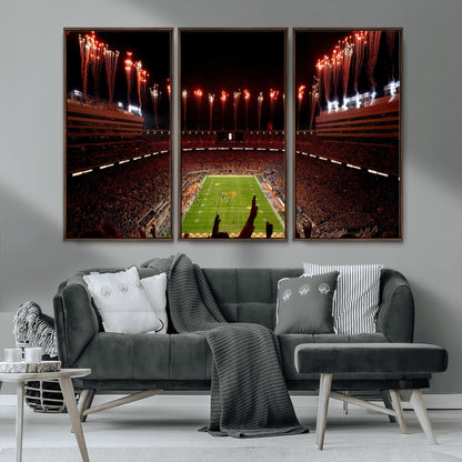 73358115-MGV-CV-36X24-Tennessee Volunteers Wall Art – Neyland Stadium Fireworks Night Game Canvas Print, Vols Football Checkerboard Endzone Sports Decor