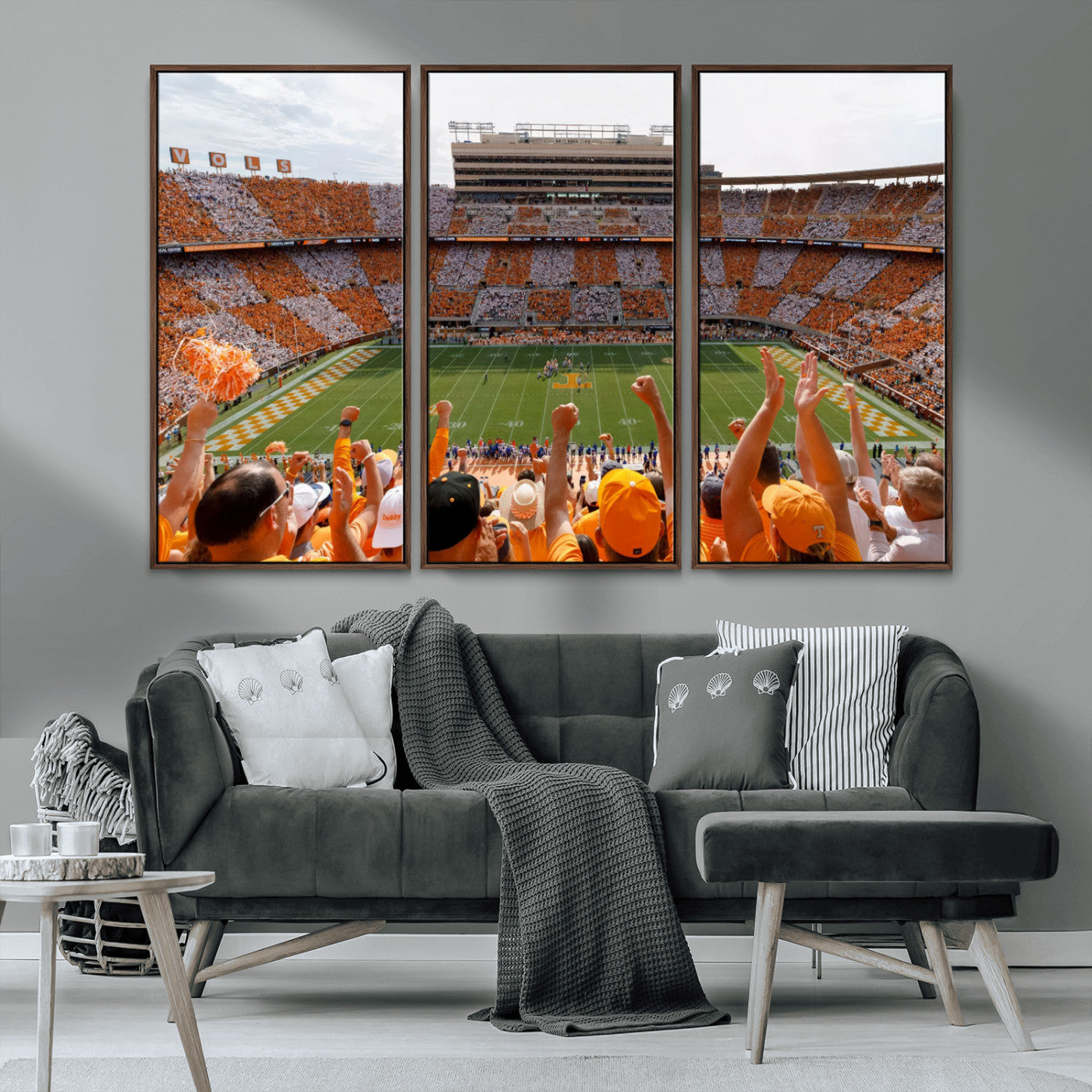 76011417-MGV-CV-36X24-Neyland Stadium Wall Art – Panoramic Tennessee Volunteers Checkerboard Crowd Canvas Print, Day Game Football Celebration Sports