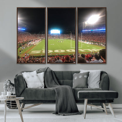 16230786-MGV-CV-36X24-Georgia Bulldogs Stadium Wall Art – Night Game Football Field Canvas Print, Panoramic Sports Decor for Home, Office, Fan Cave