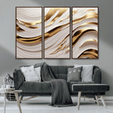 41237-MGV-CV-36X24-Gold Waves Wall Art Canvas Print, Framed Elegant Flow Art Picture Print, Luxury Layers Perfect Minimal Luxe Decor Artwork