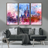15129-MGV-CV-36X24-Disney Castle Wall Art Canvas Print, Framed Cinderella Palace Art Picture Print, Fantasy Kingdom Perfect Whimsical Fairytale Decor