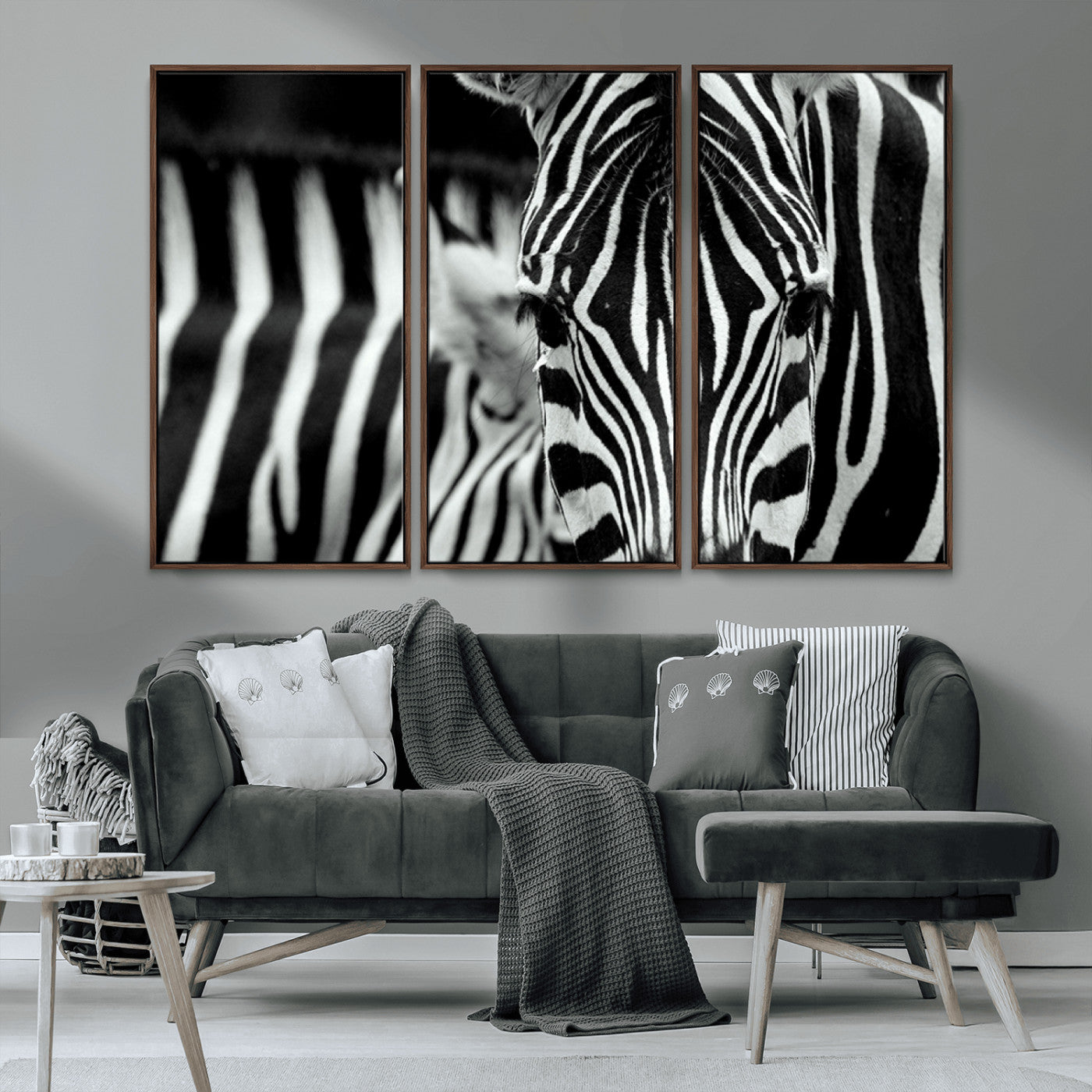43631-MGV-CV-36X24-Zebra Wall Art – Black & White Safari Wildlife Canvas Print, Modern Animal Photography Decor for Living Room, Office, or Bedroom