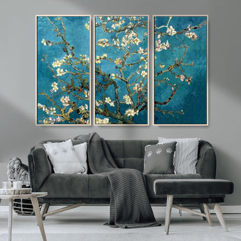 91714-MGV-CV-36X24-Almond Blossoms Wall Art – Handcrafted Van Gogh Inspired Floral Canvas Print, Beautiful Nature Decor for Living Room, Bedroom, or
