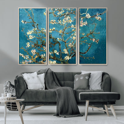 91714-MGV-CV-36X24-Almond Blossoms Wall Art – Handcrafted Van Gogh Inspired Floral Canvas Print, Beautiful Nature Decor for Living Room, Bedroom, or