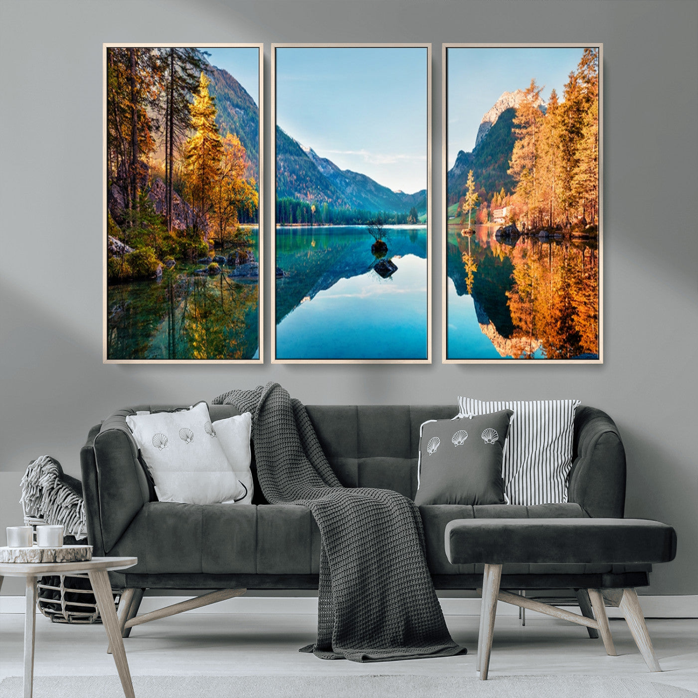 32962-MGV-CV-36X24-Mountain Lake Wall Art – Tranquil Autumn Landscape Canvas Print, Nature Reflection Decor for Living Room, Bedroom, Office or Cabin