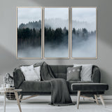 42596-MGV-CV-36X24-Misty Forest Wall Art – Atmospheric Pine Trees Canvas Print, Nature Landscape Decor for Living Room, Bedroom, Office, or Cabin