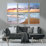 39560-MGV-CV-36X24-Sunrise Beach Wall Art – Vibrant Ocean Waves and Golden Sand Canvas Print, Seaside Coastal Decor for Living Room, Bedroom or