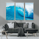 13117-MGV-CV-36X24-Ocean Wave Wall Art – Dynamic Blue Surf Canvas Print, Coastal Beach Decor for Living Room, Bathroom, Office, or Beach House