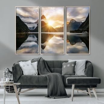 78842-MGV-CV-36X24-Sunrise Mountain Reflection Wall Art – Stunning Nature Landscape Canvas Print for Home, Office, Living Room or Relaxing Space
