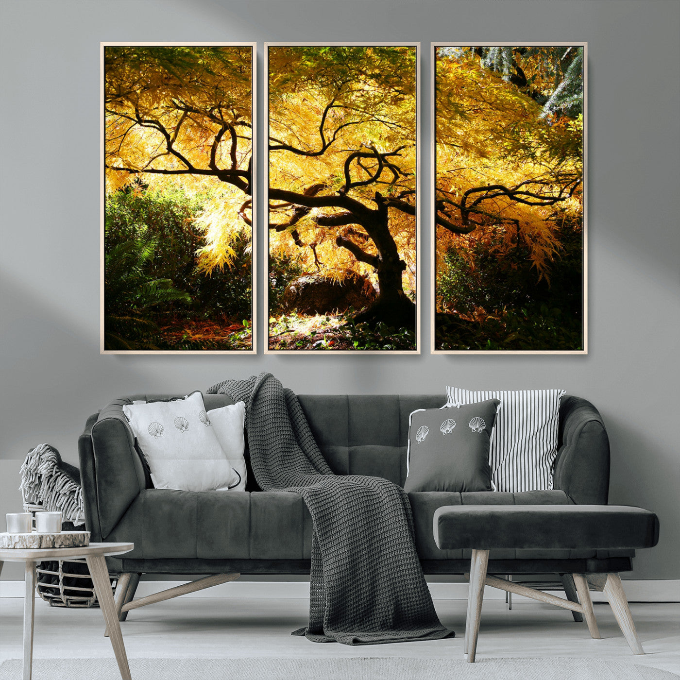 19067-MGV-CV-36X24-Golden Canopy Wall Art – Panoramic Autumn Tree Canvas Print, Warm Seasonal Decor for Living Room, Office or Garden Space