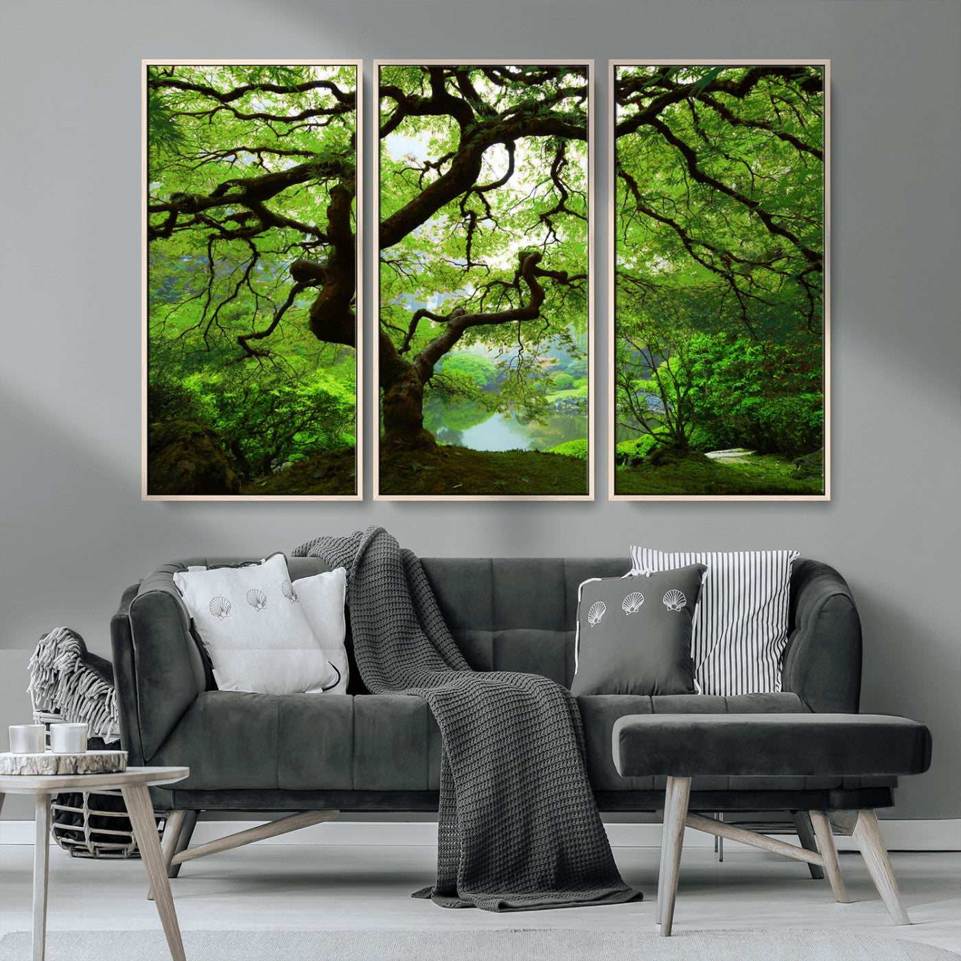 18094-MGV-CV-36X24-Emerald Canopy Wall Art – Panoramic Lush Green Tree Canvas Print, Serene Nature Decor for Office, Living Room or Meditation Space