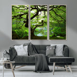 18094-MGV-CV-36X24-Emerald Canopy Wall Art – Panoramic Lush Green Tree Canvas Print, Serene Nature Decor for Office, Living Room or Meditation Space
