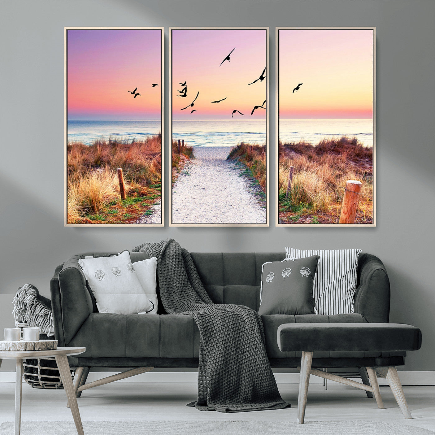 54411-MGV-CV-36X24-Coastal Path Sunrise Wall Art – Serene Ocean Canvas Print, Beach Landscape Decor for Living Room, Bedroom or Office, Peaceful