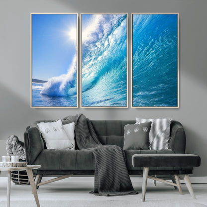 37494-MGV-CV-36X24-Ocean Wave Canvas Art – Stunning Blue Wave Photography, Coastal Wall Decor for Living Room, Bedroom or Office
