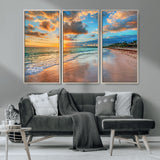 41572-MGV-CV-36X24-Sunset Beach Wall Art – Ocean Waves and Palm Trees Canvas Print, Tropical Coastal Sunset Seascape Decor for Living Room, Bedroom