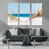 58498-MGV-CV-36X24-White Sandy Beach Wall Art – Panoramic Coastal Canvas Print, Ocean View Decor for Living Room, Bedroom, Office, Relaxing Seaside
