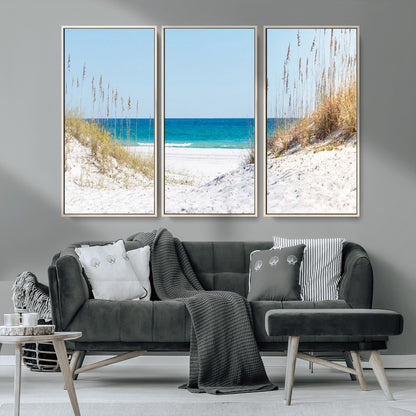 58498-MGV-CV-36X24-White Sandy Beach Wall Art – Panoramic Coastal Canvas Print, Ocean View Decor for Living Room, Bedroom, Office, Relaxing Seaside