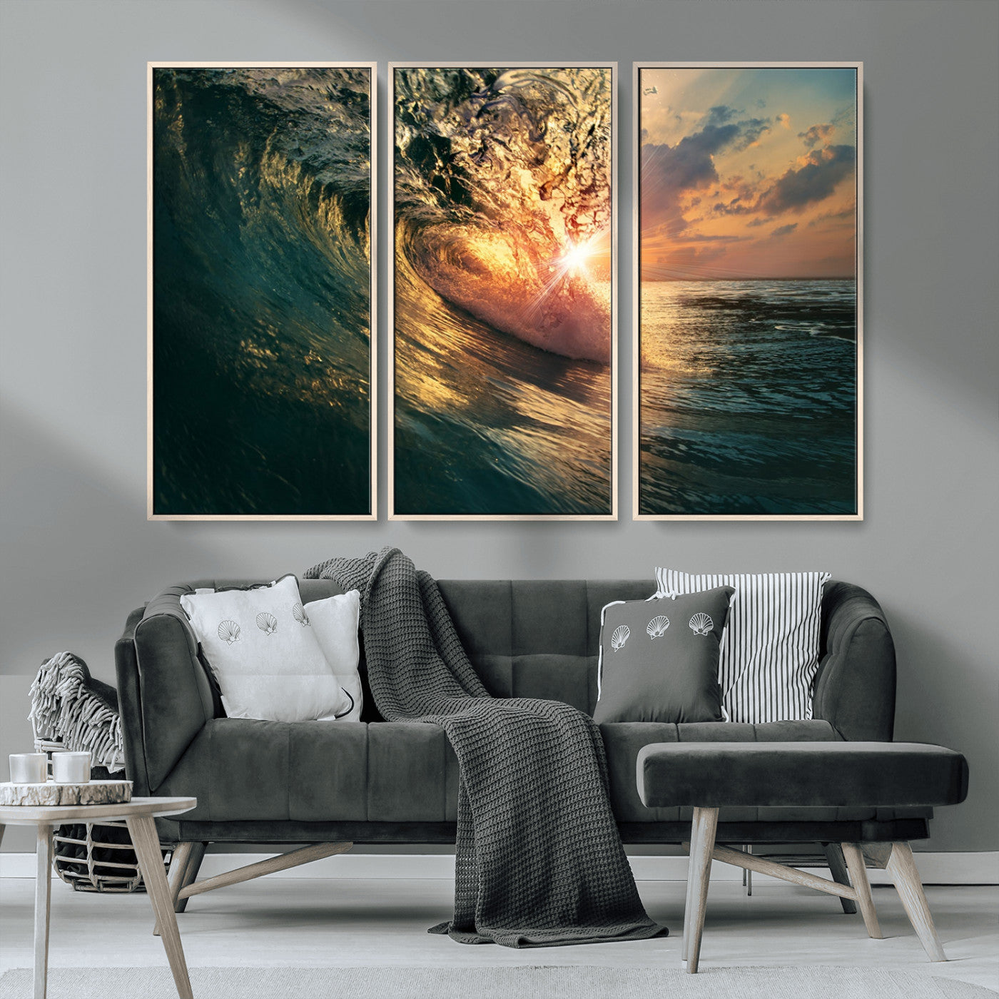 55359-MGV-CV-36X24-Radiant Ocean Wave Wall Art – Panoramic Surf Canvas Print, Vibrant Sunset Beach Decor for Home, Office or Man Cave
