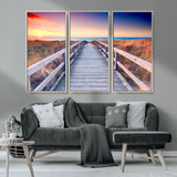 60625-MGV-CV-36X24-Beach Boardwalk Sunrise Wall Art – Coastal Pathway to Ocean Canvas Print, Seaside Landscape Decor for Home or Office
