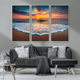 16110-MGV-CV-36X24-Ocean Sunset Wall Art – Vibrant Beach Waves and Horizon Canvas Print, Relaxing Coastal Seascape Decor for Living Room or Bedroom