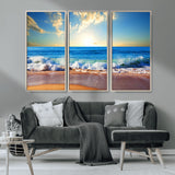 50522-MGV-CV-36X24-Ocean Sunrise Wall Art – Peaceful Beach Waves and Golden Horizon Canvas Print, Coastal Seascape Decor for Home or Office