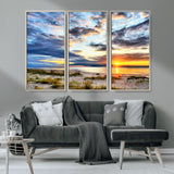 39645-MGV-CV-36X24-Golden Beach Sunset Wall Art – Serene Ocean Horizon Canvas Print, Coastal Nature Landscape Decor for Living Room, Bedroom or