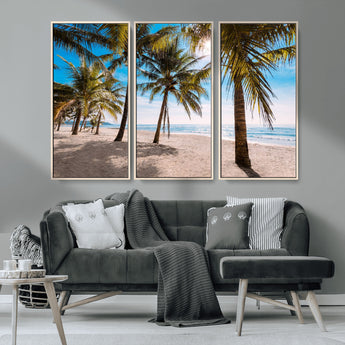 98175-MGV-CV-36X24-Tropical Palm Beach Wall Art – Relaxing Ocean Shore Canvas Print with Palm Trees, Coastal Summer Decor for Living Room, Bedroom or