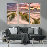 60570-MGV-CV-36X24-Beach Sunset Wall Art – Coastal Sand Dunes and Ocean Horizon Canvas Print, Tranquil Seascape Photography Decor for Living Room or