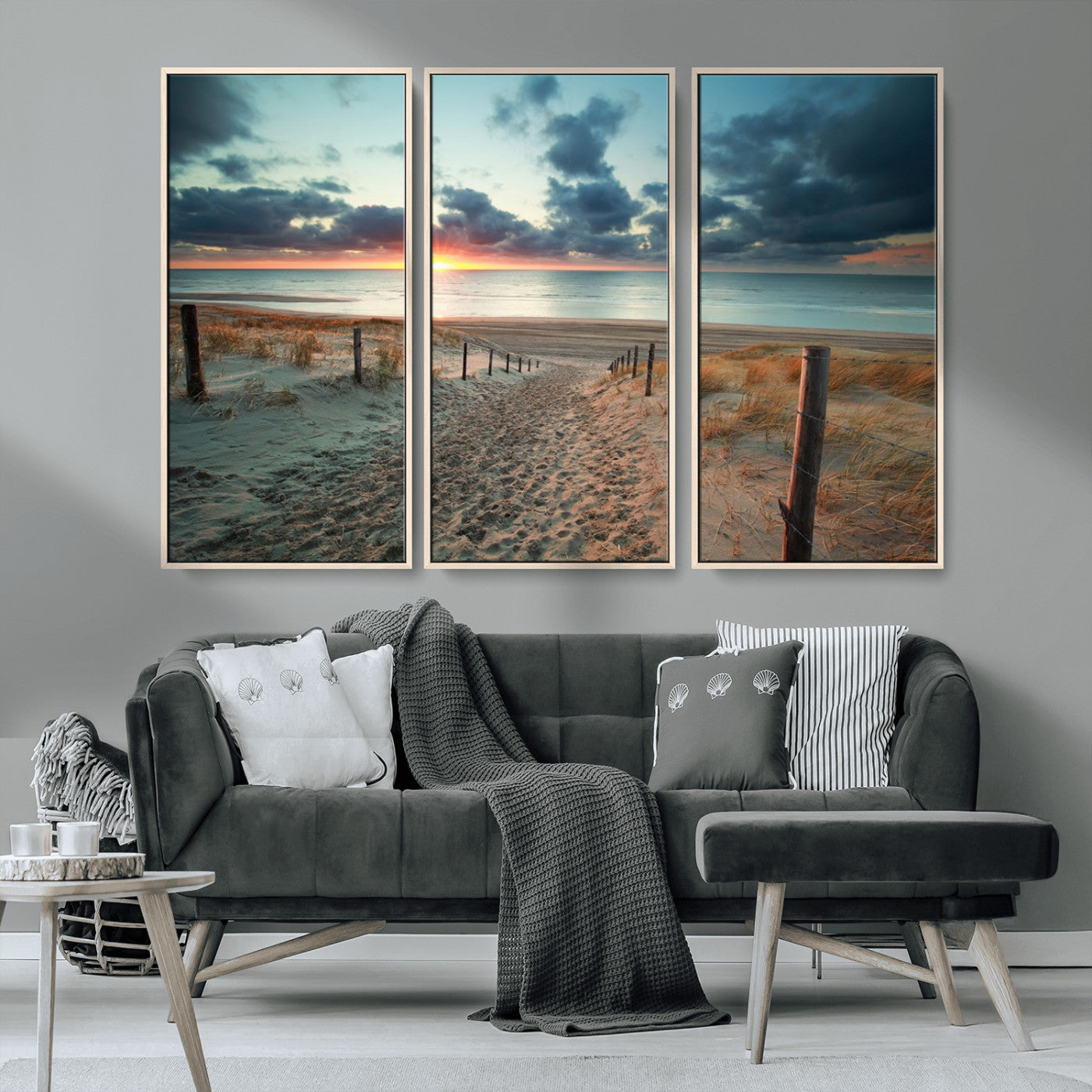 25788-MGV-CV-36X24-Sunset Beach Path Wall Art – Scenic Coastal Dunes and Ocean Canvas Print, Tranquil Seaside Landscape Decor for Living Room or