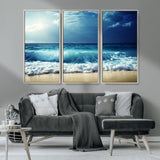 84116-MGV-CV-36X24-Ocean Wave Wall Art – Blue Sea and Beach Canvas Print, Coastal Seascape Photography Artwork for Living Room, Bedroom, or Office