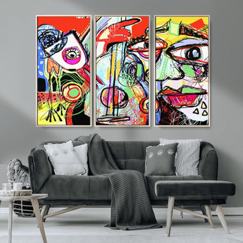 37796-MGV-CV-36X24-Picasso Style Wall Art Canvas Print, Framed Picasso Art Picture Print, Picasso Cubism Perfect Modern Abstract Decor Artwork