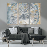 17631-MGV-CV-36X24-Radiant Burst Wall Art – Abstract Sunburst Canvas Print in Blue and Gold, Modern Geometric Painting for Living Room, Office or