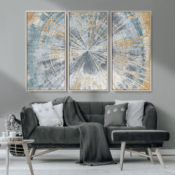 17631-MGV-CV-36X24-Radiant Burst Wall Art – Abstract Sunburst Canvas Print in Blue and Gold, Modern Geometric Painting for Living Room, Office or