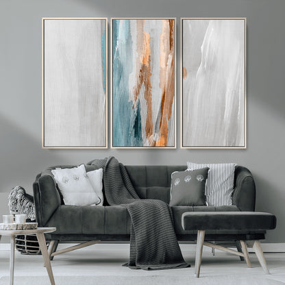 66154-MGV-CV-36X24-Abstract Brushstroke Wall Art – Modern Teal and Gold Canvas Print, Minimalist Contemporary Painting for Living Room, Bedroom, or