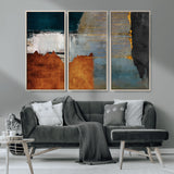 35026-MGV-CV-36X24-Abstract Canvas Wall Art – Modern Teal, Rust, Black and Gold Textured Painting, Contemporary Decor for Living Room, Bedroom