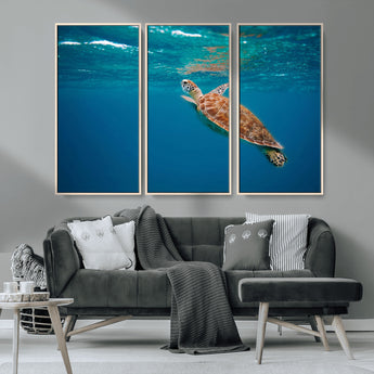 91440-MGV-CV-36X24-Sea Turtle Wall Art – Ocean Turtle Canvas Print, Underwater Marine Life Decor for Living Room, Office, Beach House or Bathroom