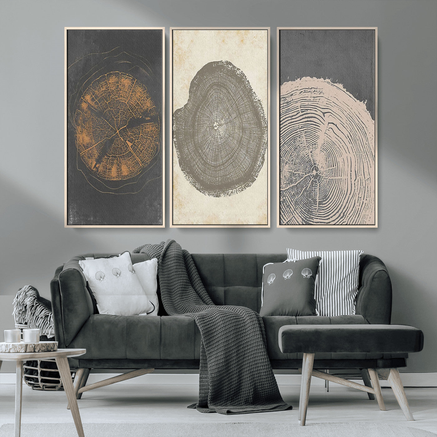80725-MGV-CV-36X24-Wood Tree Rings Wall Art Canvas Print, Framed Tree Rings Art Picture Print, Abstract Tree Rings Perfect Modern Boho Decor Artwork