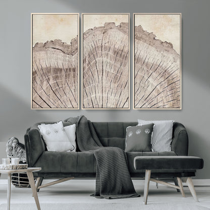 67528-MGV-CV-36X24-Wood Ring Wall Art Canvas Print, Framed Tree Ring Art Picture Print, Rustic Tree Ring Perfect Neutral Boho Decor Artwork