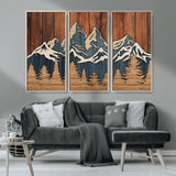 41330-MGV-CV-36X24-Rustic Mountain Wall Art – Wooden Nature Scene with Trees and Peaks, Handmade 3D Layered Decor for Living Room, Cabin or Office
