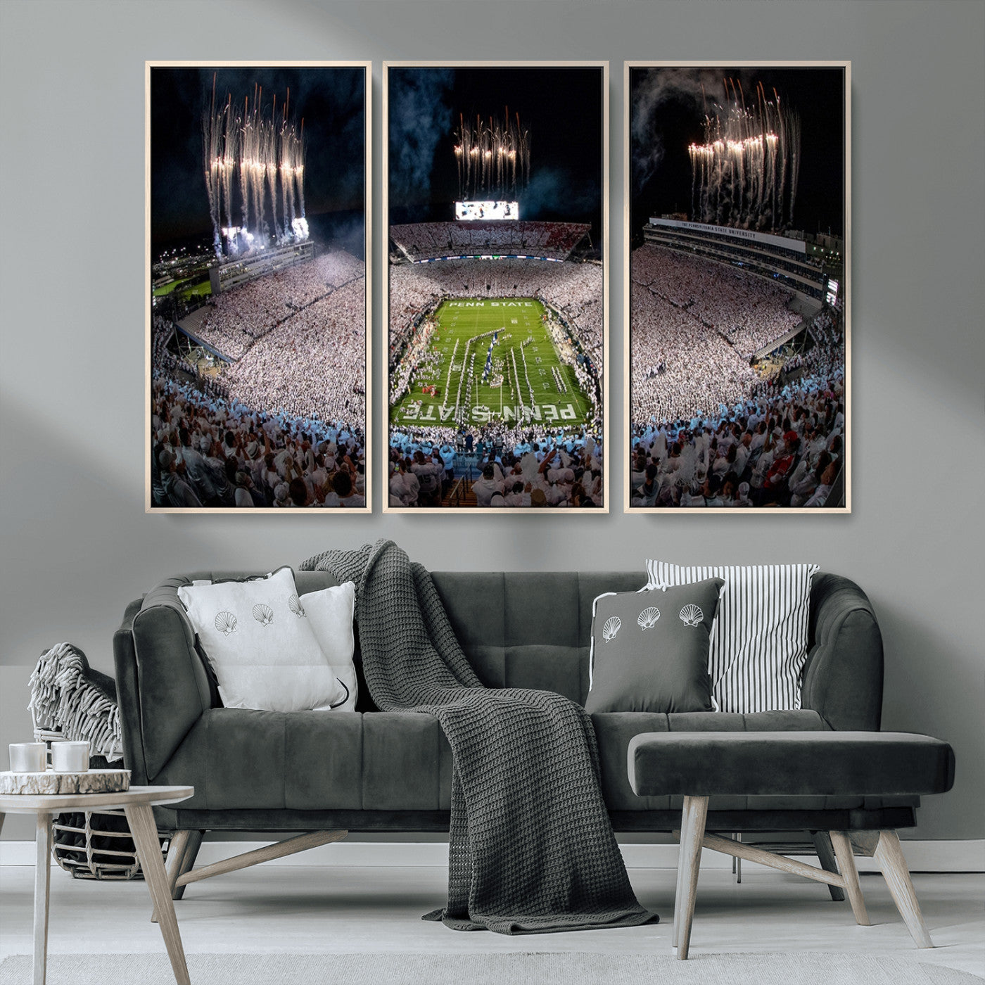 11391-MGV-CV-36X24-Penn State Stadium Wall Art – Panoramic White Out Football Game Canvas Print, College Sports Decor for Office, Man Cave, or Living