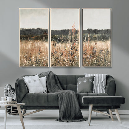 46308-MGV-CV-36X24-Wildflower Field Wall Art – Rustic Meadow Landscape Canvas Print, Country Nature Decor for Living Room, Bedroom or Farmhouse